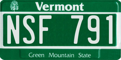 VT license plate NSF791