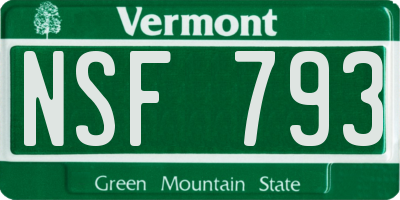 VT license plate NSF793