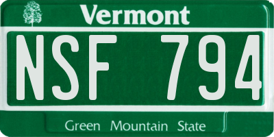 VT license plate NSF794