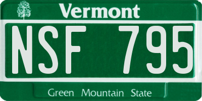 VT license plate NSF795