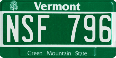 VT license plate NSF796
