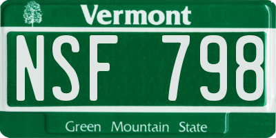 VT license plate NSF798