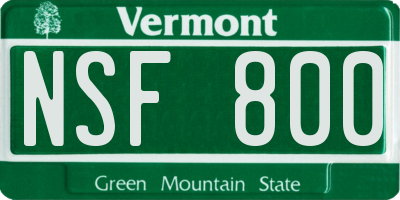 VT license plate NSF800