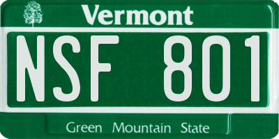 VT license plate NSF801