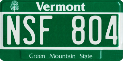 VT license plate NSF804
