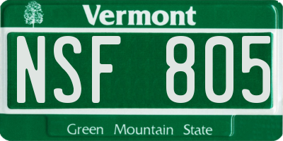 VT license plate NSF805