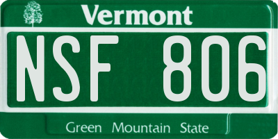 VT license plate NSF806
