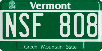 VT license plate NSF808