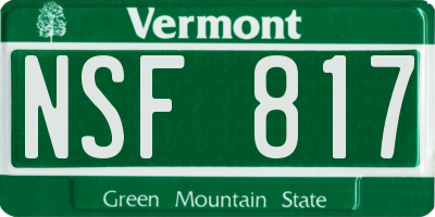 VT license plate NSF817