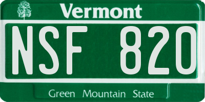 VT license plate NSF820