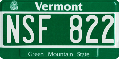 VT license plate NSF822
