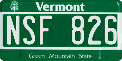 VT license plate NSF826