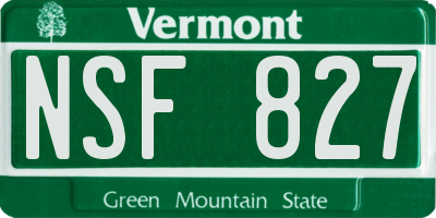 VT license plate NSF827