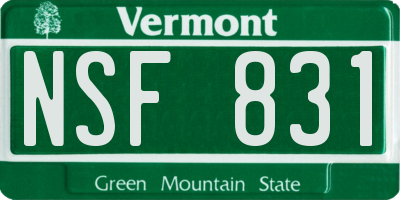 VT license plate NSF831