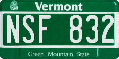 VT license plate NSF832