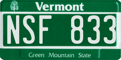 VT license plate NSF833