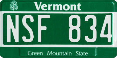 VT license plate NSF834