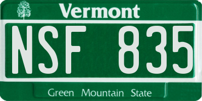 VT license plate NSF835
