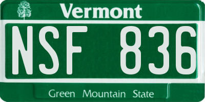 VT license plate NSF836