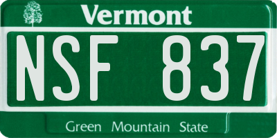 VT license plate NSF837