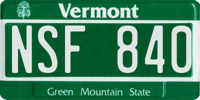VT license plate NSF840