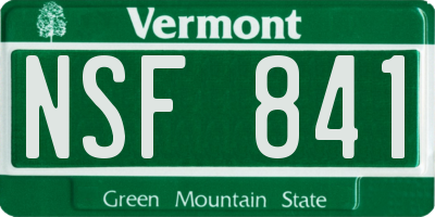 VT license plate NSF841