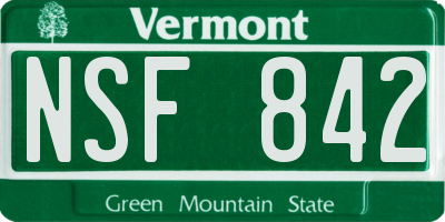 VT license plate NSF842