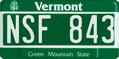 VT license plate NSF843