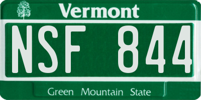 VT license plate NSF844