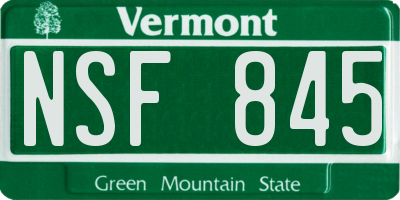 VT license plate NSF845