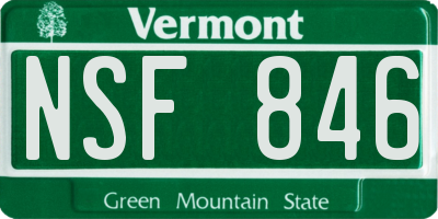 VT license plate NSF846