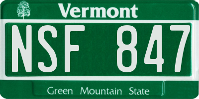 VT license plate NSF847