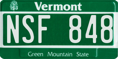 VT license plate NSF848