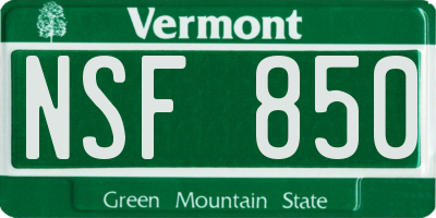 VT license plate NSF850