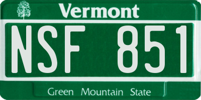 VT license plate NSF851