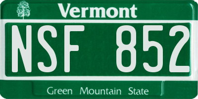 VT license plate NSF852