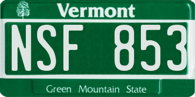 VT license plate NSF853