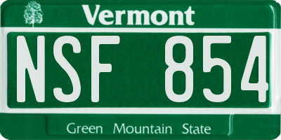 VT license plate NSF854