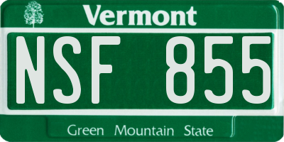 VT license plate NSF855