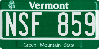VT license plate NSF859