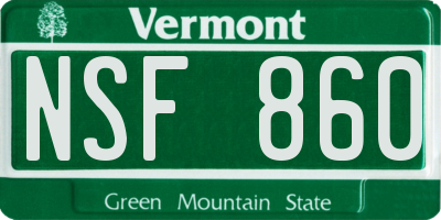 VT license plate NSF860