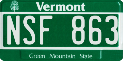 VT license plate NSF863