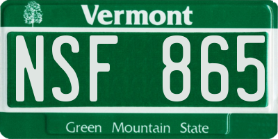 VT license plate NSF865