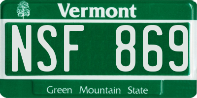 VT license plate NSF869