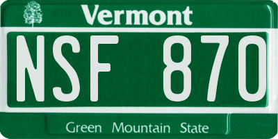VT license plate NSF870