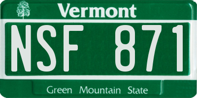 VT license plate NSF871