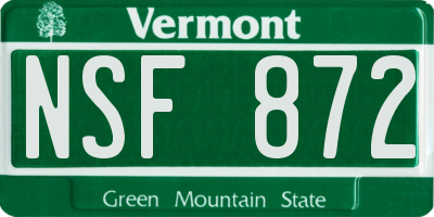 VT license plate NSF872