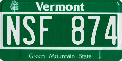 VT license plate NSF874