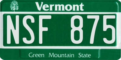 VT license plate NSF875