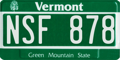 VT license plate NSF878